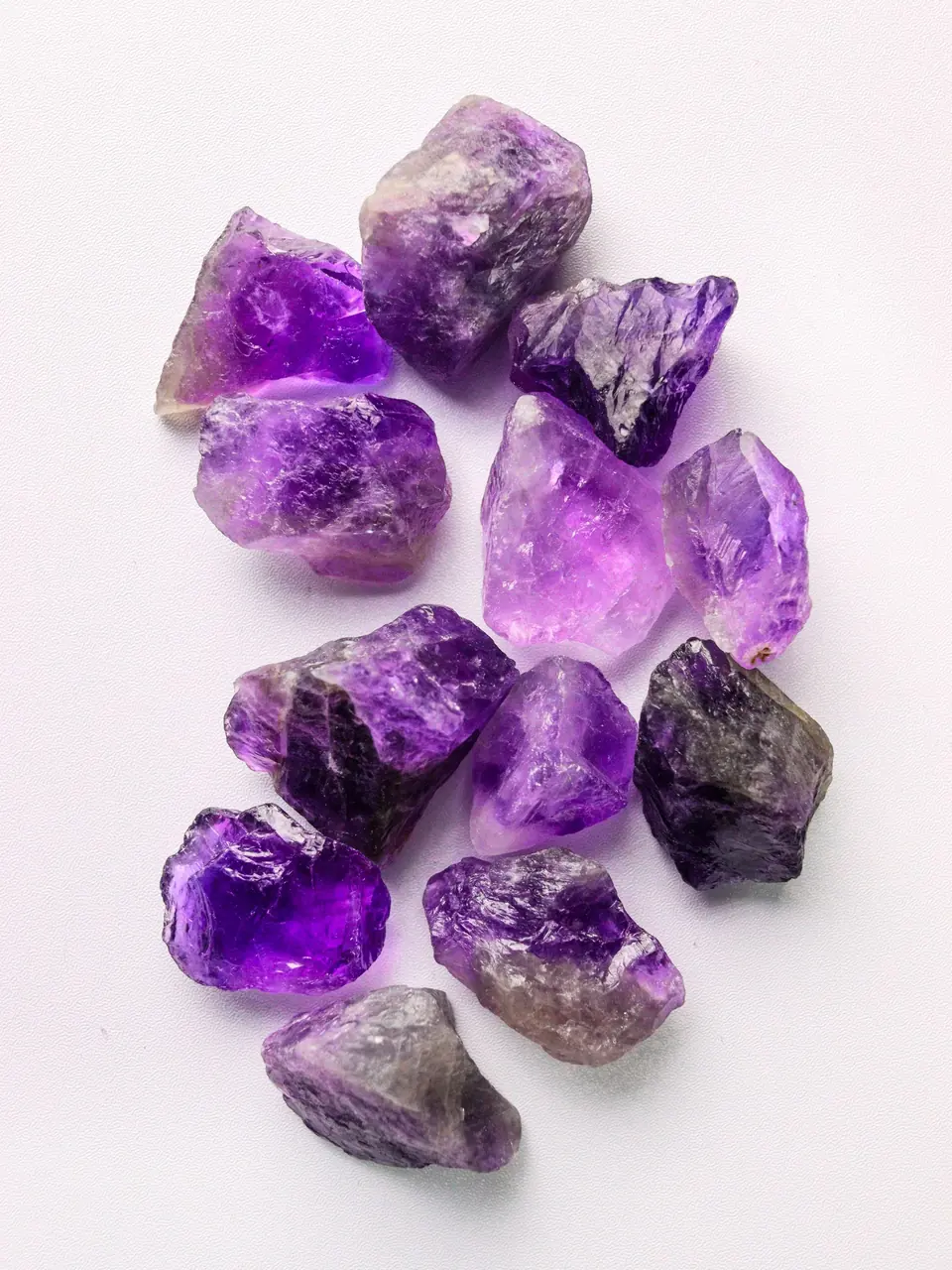 Rough amethyst crystals